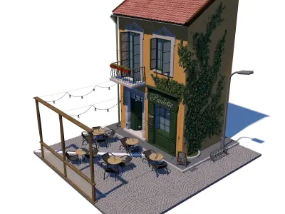 High poly cafe Paullete 3D model