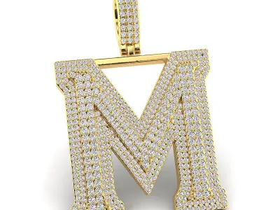 Alphabet Latter M Diamond Pendent 3D print model