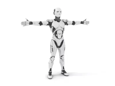 Futuristic Humanoid Robot Model Pack Low-poly 3D model