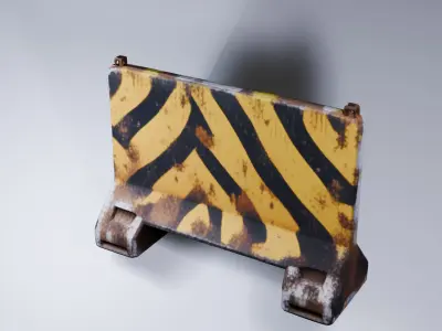 Concrete Street Barricade - Low Poly Game Asset 3D model