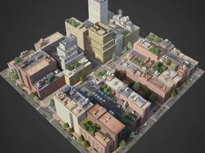 Realistic City District A6-A15 3D model