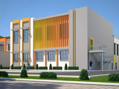 school Low-poly 3D model