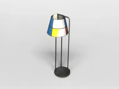 Modern Floor Lamp with Colorful Geometric Shade 3D model