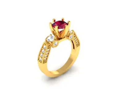 Solitaire Wedding Engagement Ring 3D print model 9