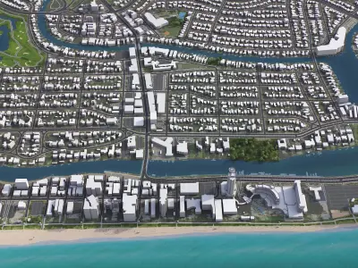 Miami Beach Low-poly 3D model