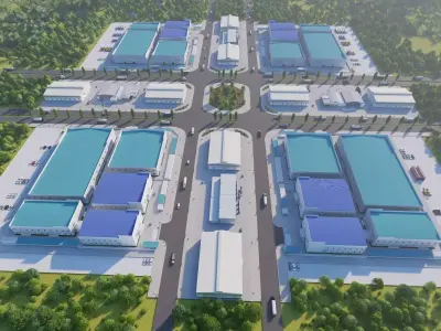 Industrial Factory-Factory building  3D model