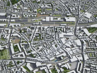 Breda and Tilburg - city and surroundings Low-poly 3D model