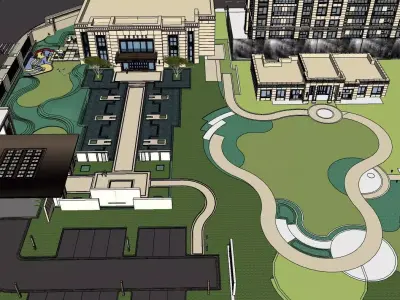 Residential Building Landscape Sketchup Model 3D model