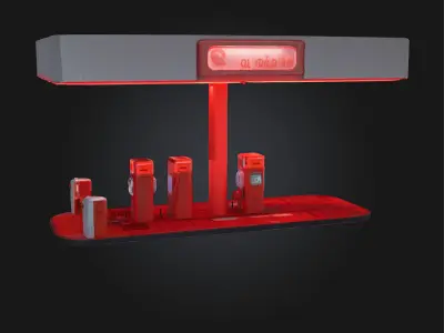 Neon Gas Station  Retro-Futuristic Stop with Vibrant Glow 3D model