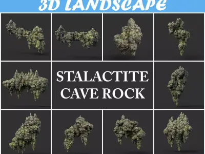Low poly Stalactite Cave Rock Modular Pack 200215 Low-poly 3D model