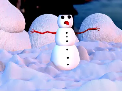 SNOWMAN in snow Low-poly 3D model
