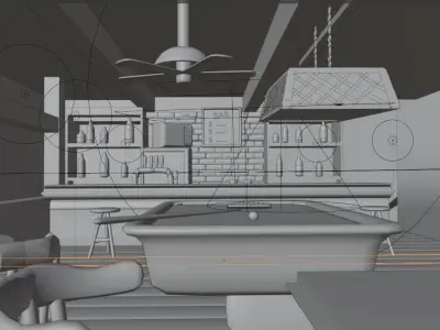 Bar with Pool Table Free 3D model