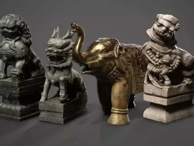 Chinese ancient statues  3D Model Pack