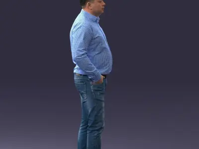 000261 Casual Man in Checkered Shirt and Jeans 0403 3dp 3D print model