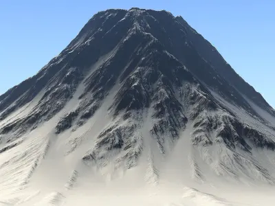 Snow-covered Volcano Low-poly 3D model