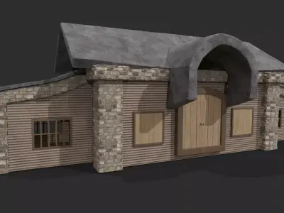 3D Game House with PBR Texturing Low-poly 3D model