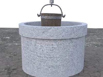 Animated Old Rustic Well Low-poly 3D model