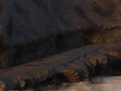 Realistic Cliffside Mountain Road Above Clouds 3D model