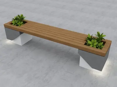 Modern Bench Street and Garden 7 3D model