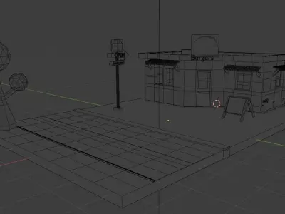 Lowpoly  Burger house model  Free low-poly 3D model