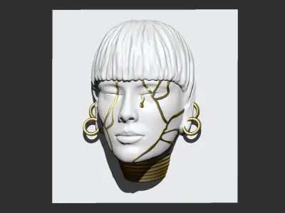 Girl face mask wall art 3D print model