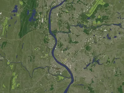 Springfield Massachusetts USA in 20 km x 20 km - city and urban 3D model