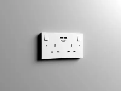 Double Plug Socket with USB 3D model