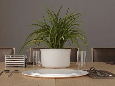 Skovby table with Ochre lights 3D model