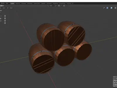 Wooden barrels 3D model