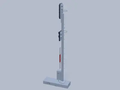 Modern Austrian railway light signal Low-poly 3D model