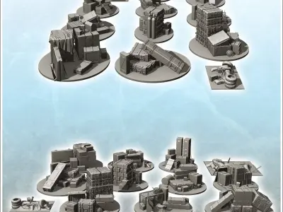 Set of battlefield accessories with ammunition boxes 1 3D print model