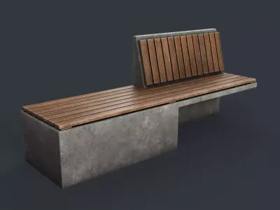 Modern Outdoor Bench 37 PBR Game Ready Low-poly 3D model