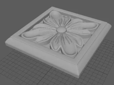 rosette flower on plate 3D model buy