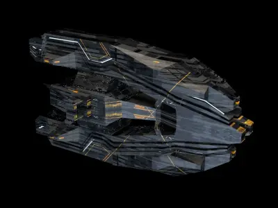 Spaceship fleet 3D asset pack Low-poly 3D model