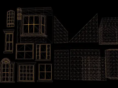 Wall - Window Set Low Poly Game Ready Low-poly 3D model