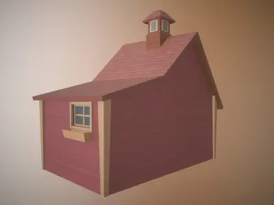 Stylized barn Low-poly 3D model