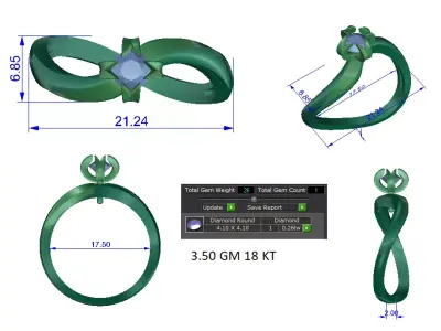Women Ring  Render 3dm STL OBJ FBX Details 3D print model 344