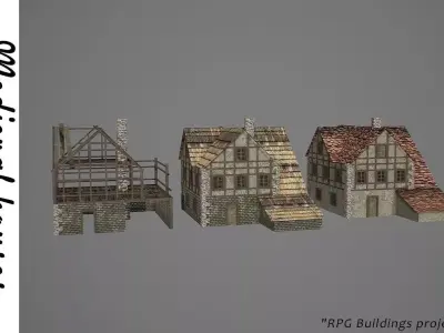 Medieval house Low-poly 3D model