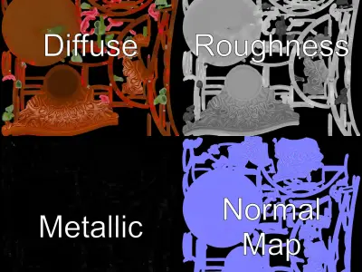 Decorative Flower Pot with Rose Model Pack Low-poly 3D model