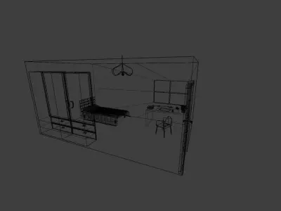 Teen Girl Bedroom Low-poly 3D model