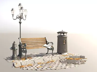 London Vintage Street Set 3D model