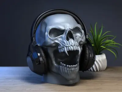 Scream skull human Headphone Stand 3D print model