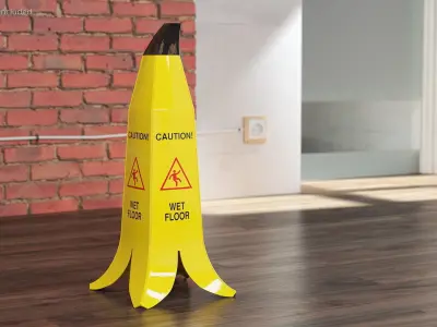 Banana Cone Caution Wet Floor Sign 60cm 3D model