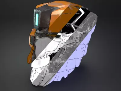 Sci Fi Mecha Head  AldnoahZero Fan Art Game Ready and SubD 3D model