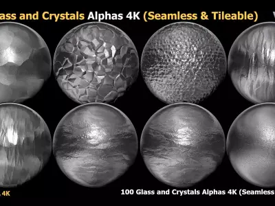 100 Glass and Crystals Alphas  Seamless  Tileable VOL 10 Texture