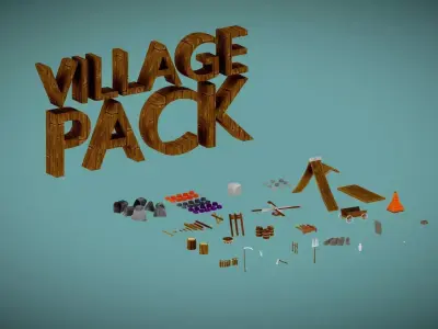 Village Stuff Pack Low-poly 3D model