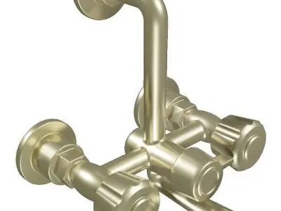 Classic Brass Shower Faucet Low-poly 3D model