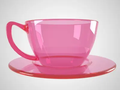 Glass Coffee Cup Light Pink Color 3D model