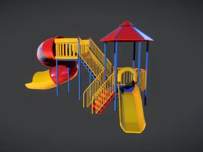 Playground Slide 3D model Low-poly 3D model