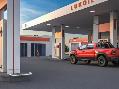 lukoil gas station Low-poly 3D model